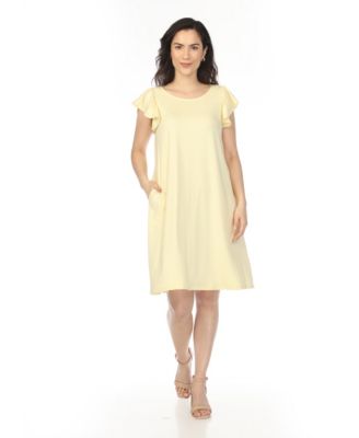 Women's Crew Neck Ruffle-Sleeve Dress