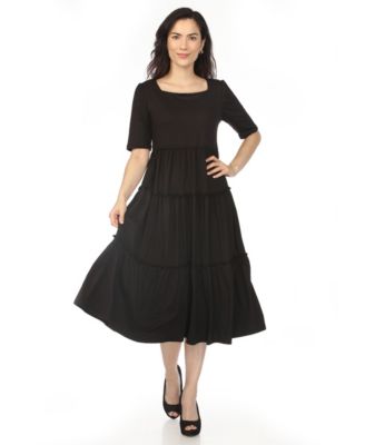 Women's Square Neck Short-Sleeve Tiered Dress