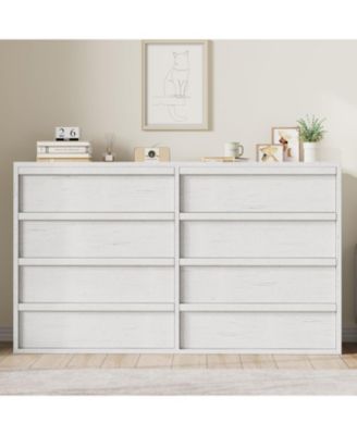 8 Drawer Antique Dresser, Wooden Double Chest for Living Room, Entryway