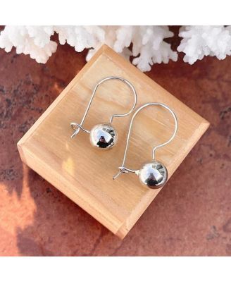 925 Sterling Silver 10mm Polished Solid Ball Frenchwire Drop Earrings