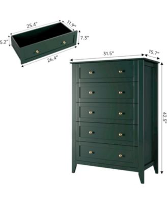 5 Drawer Dresser for Bedroom, Tall Dresser with Deep Drawers & Metal Knobs, Modern Wooden Chests of Drawers for Entryway