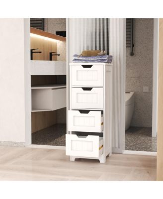 Bathroom Floor Cabinet, Freestanding Storage Organizer with 4 Drawers for Living Room, Laundry and Entryway