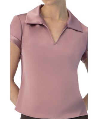 Women's Plain Short Sleeve Blouse with Shirt Collar