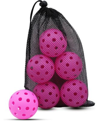 6-Pack Outdoor High-Elasticity 40-Hole Seamless Pickleball Balls with Mesh Carry Bag