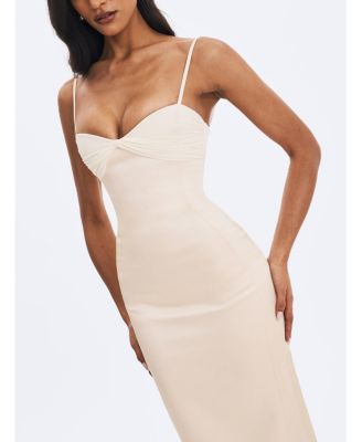 Women's Gracie Butter Ruched Satin Midi Dress