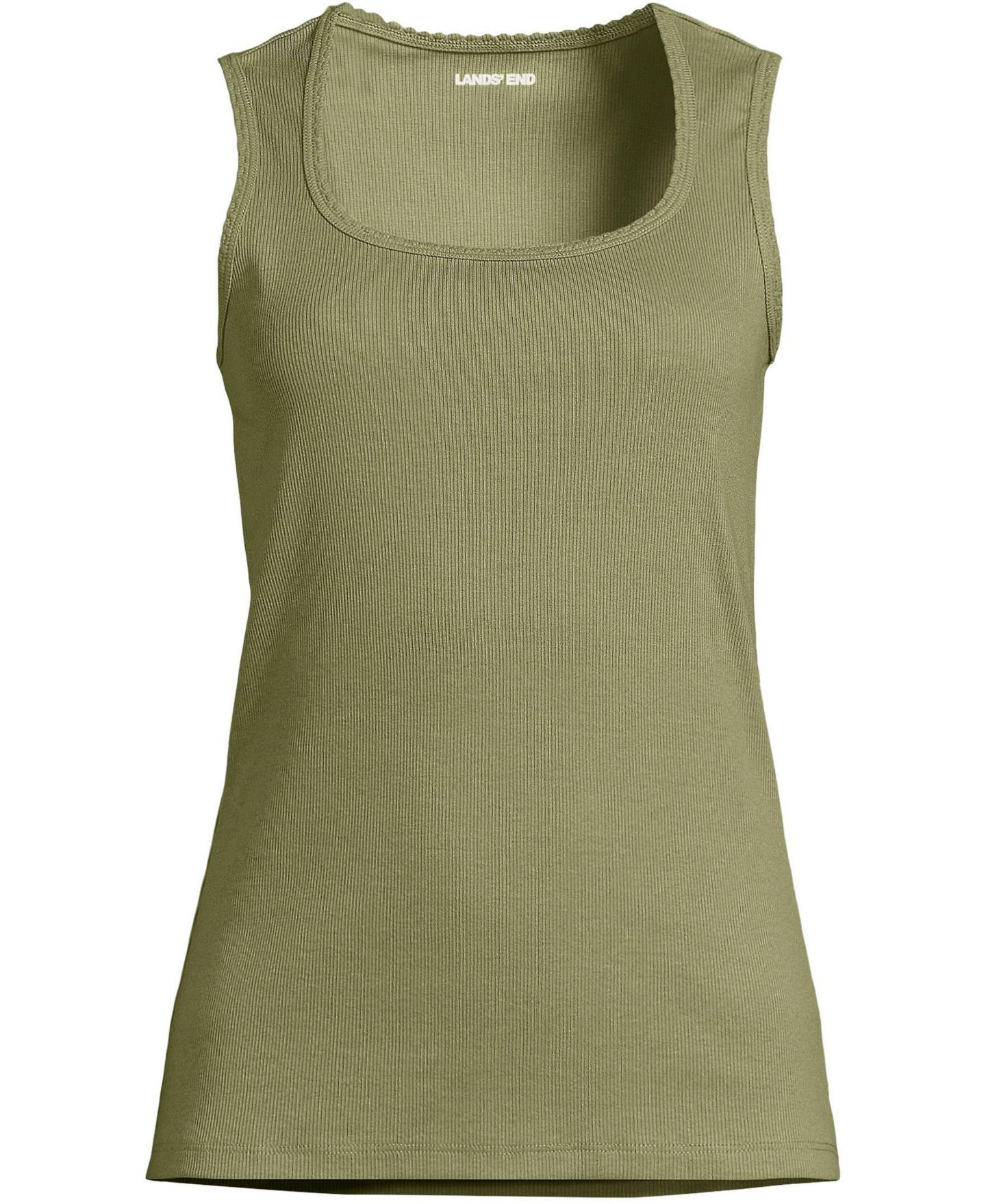 Женский топ Lands' End Micro Rib Square Neck, цвет: Оливковый — фото 3