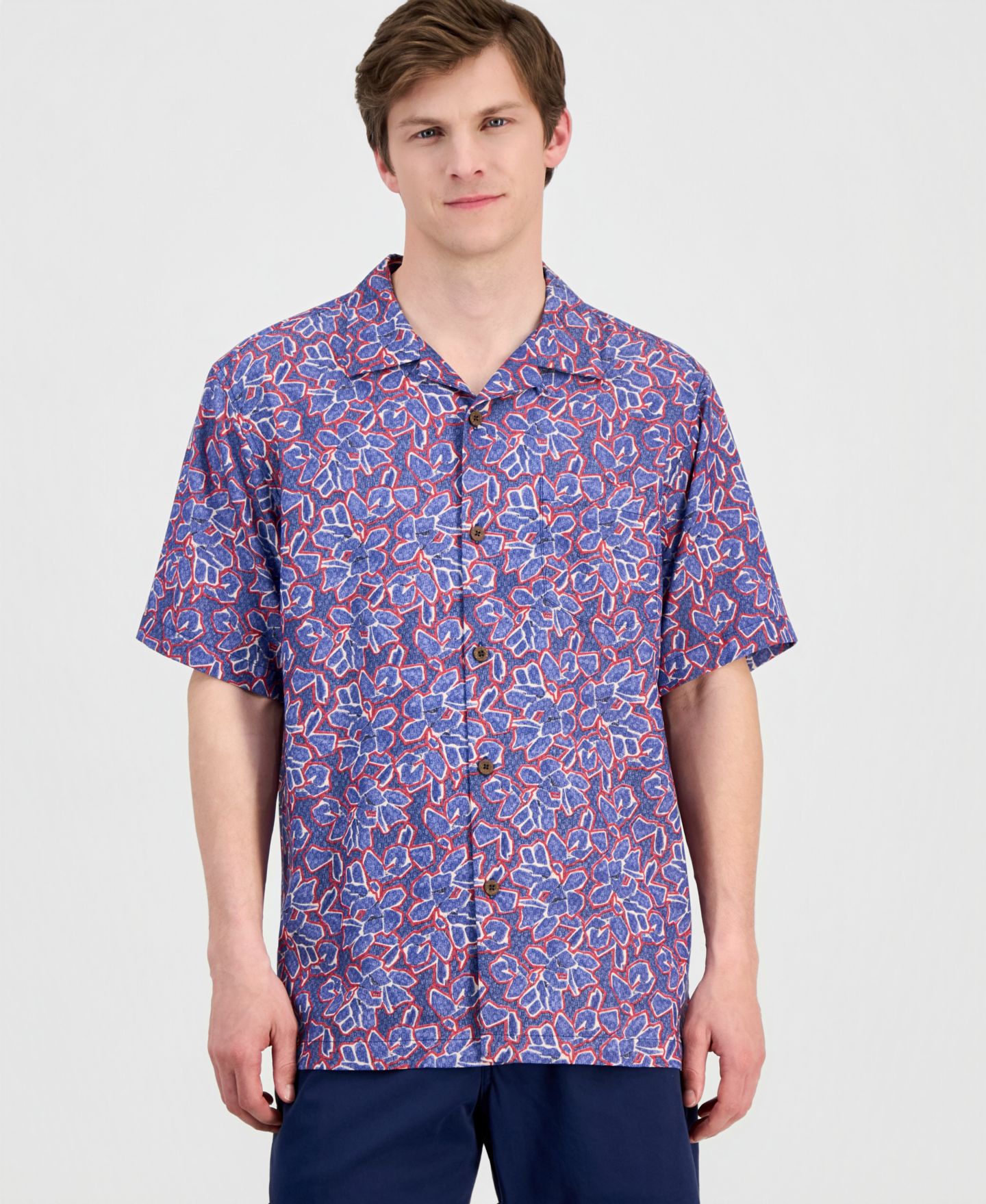 Мужская рубашка Tommy Bahama Coastal Ease Geo Rio Printed, цвет: Синий — фото 1