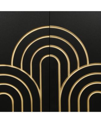 Modern Fluted Sideboard Buffet with 4 Doors and Adjustable Shelves for Kitchen and Dining Room