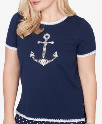 Women's Port Side Mother of Pearl Anchor Graphic Top