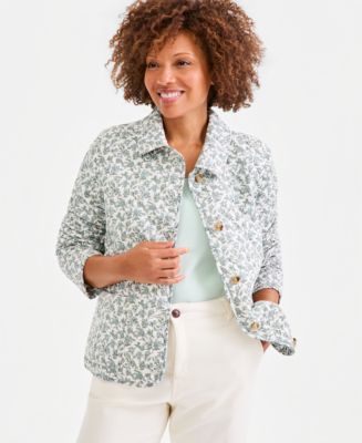 Style & Co Women's Quilted Cotton Button-Front Jacket, Macy's