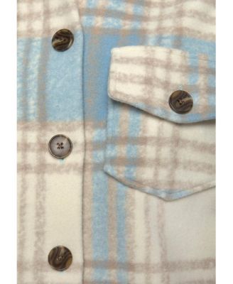 Women's Plaid Shirt Jacket Stylish Button-Up Lightweight Outerwear