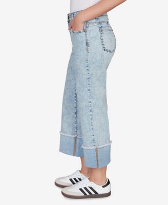Petite Comfort Waist Wide Leg Cropped Jeans
