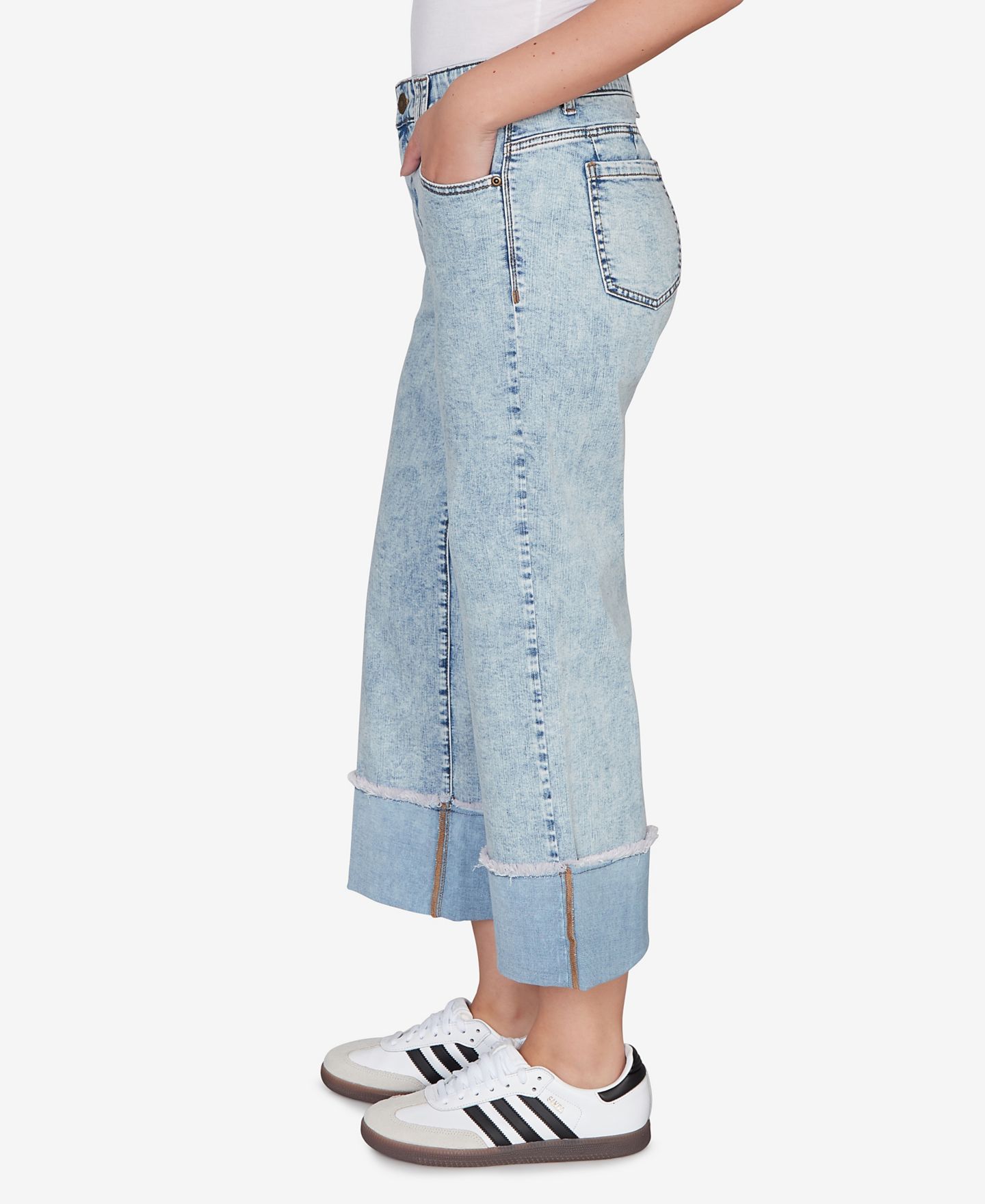 Женские джинсы Ruby Rd. Petite Comfort Waist Wide-Leg Cropped Jeans, цвет: Светлый шамбре — фото 4
