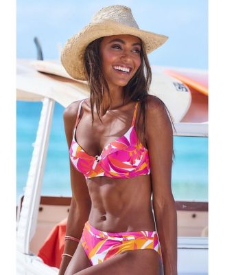 Women's Mix Print Underwire Bikini Swimsuit Top Bra Sizing