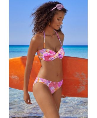 Women's Butterfly Print Bandeau Bikini Swimsuit Top Bra Sizing