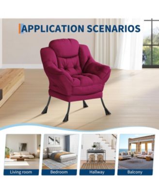 Lazy Chair for Living Room - Modern Large Accent Lounge Armchair with Side Pocket, Comfy Leisure Sofa Reading Chair for Bedroom