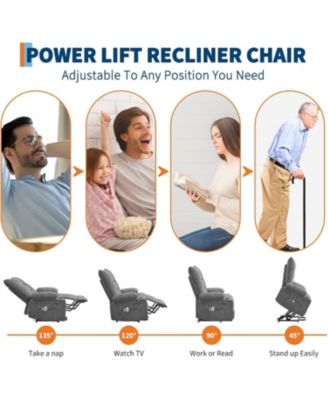 Power Lift Recliner Chair for Elderly - Electric Massage & Heat Recliner with 45° Assist Stand