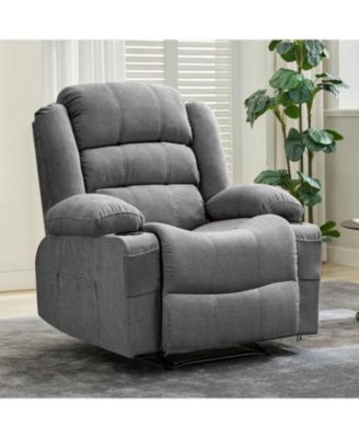 Recliner Chair, Comfy Overstuffed Chair with 3 Reclining Positions, 2 Side Pockets, 2 Front Pockets, Cup Holder