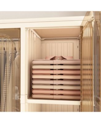 Portable Wardrobe Closet with 12 Magnetic Doors, 1 Hanging Rod & 6 Hangers