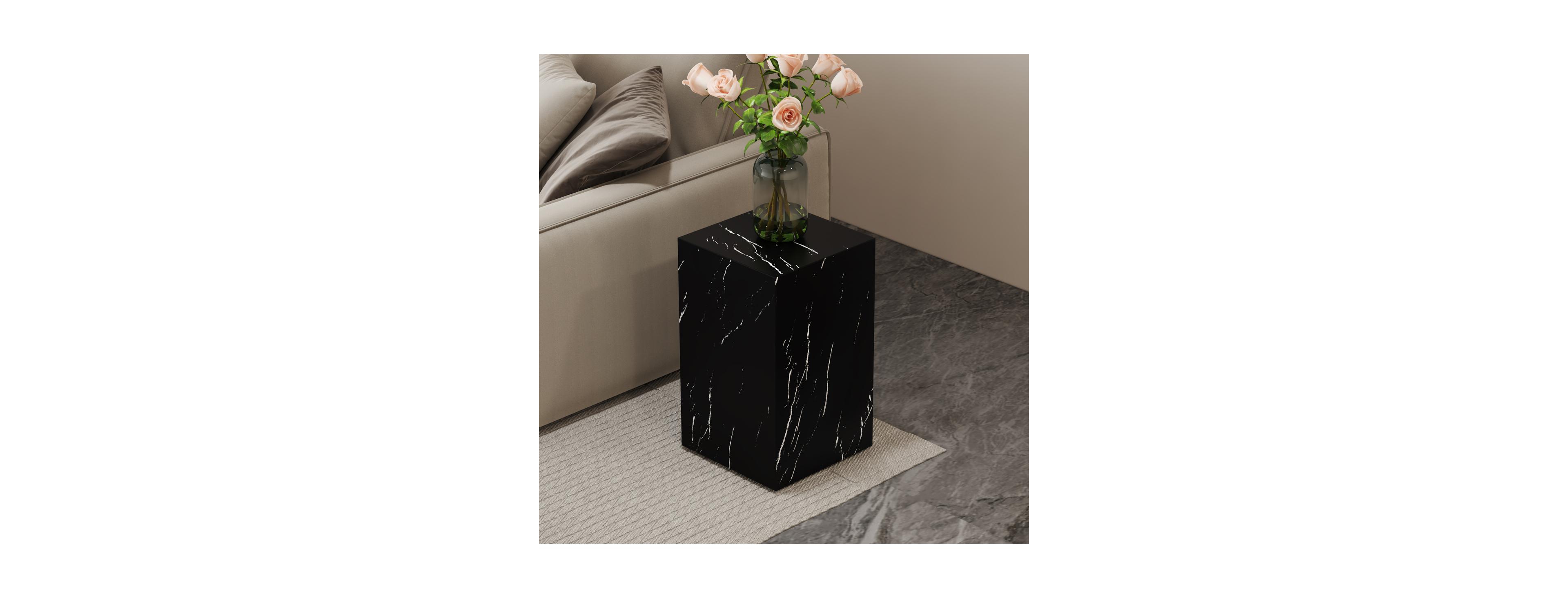 Streamdale Furniture Black Marble Texture Mdf Coffee Table - Luxurious Design, Rectangular Accent.