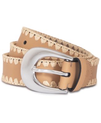 MICHAEL Raffia Leather Belt