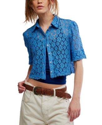 Women's Mannie Lace Button Down Collared Top