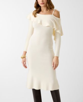 Women's Long-Sleeve Off-The-Shoulder Ambrosia Rib Dress