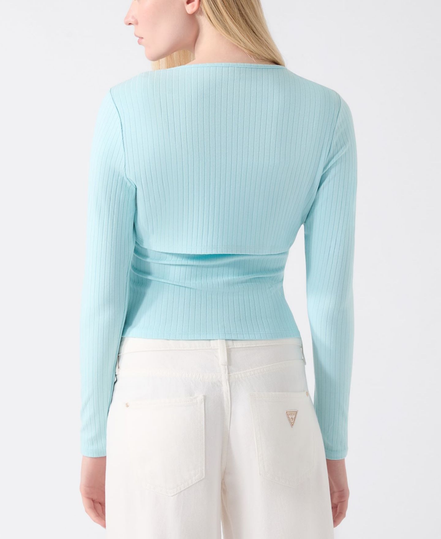 Женский топ GUESS Wren Cutout Long-Sleeve Knit, цвет: Синий — фото 5