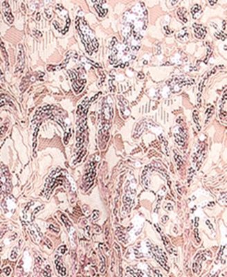Juniors' Sequined Lace Fit & Flare Dress