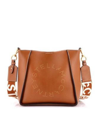 Mini Logo Crossbody Bag Perforated Faux Leather