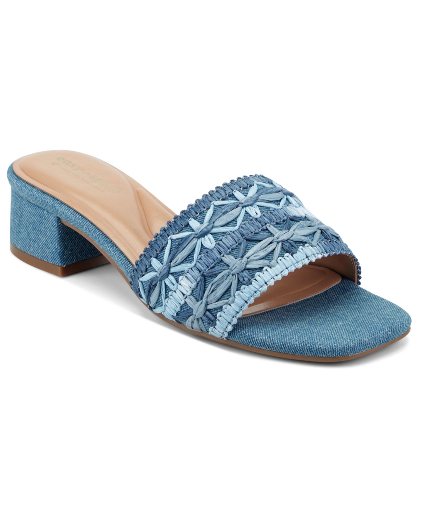 Женские сандалии Easy Spirit Rosario eFlex Raffia Slip-On Dress Sandals, цвет: Синий / Синий джинсовый — фото 1
