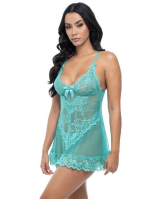 Oh La La Cheri Women's Valentine Soft Cup Ruffle Hem Lace Babydoll