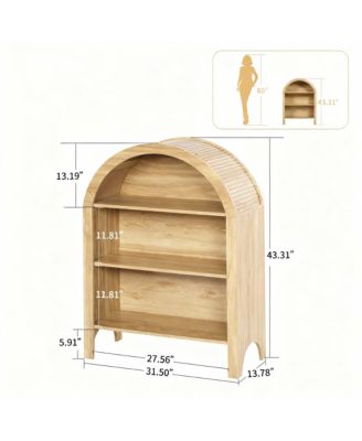 Arched 43.3" Tall 3-Tier Bookshelf for Modern Farmhouse Decor