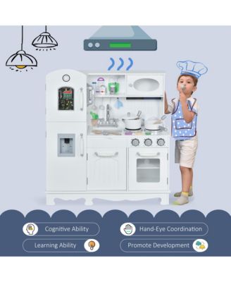 Kids Kitchen Playset with Accessories Storage and Water Dispenser