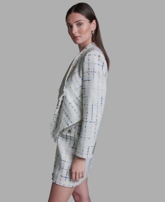 Women's Tweed Open Front Fringe Jacket