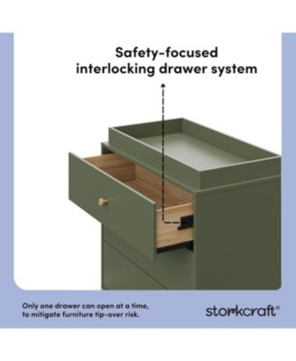 California 3 Drawer Chest With Topper - Olive with Driftwood