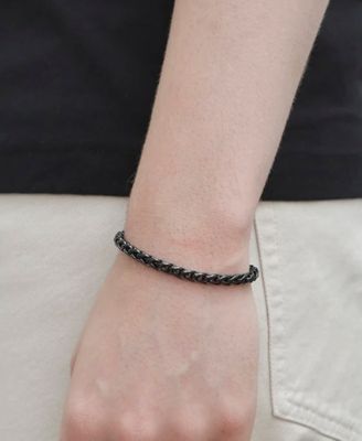 Men's Black Plated Wheat Chain Bracelet in Stainless Steel