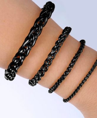Men's Stainless Steel Black Plated Wheat Chain Bracelet