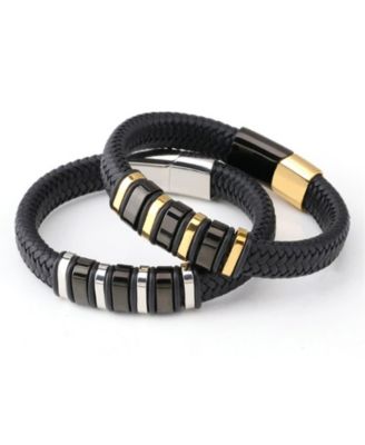 Men's Imperium Leather & Stainless Steel Bracelet