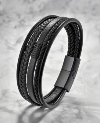 Men's Revenne Leather & Stainless Steel Bracelet