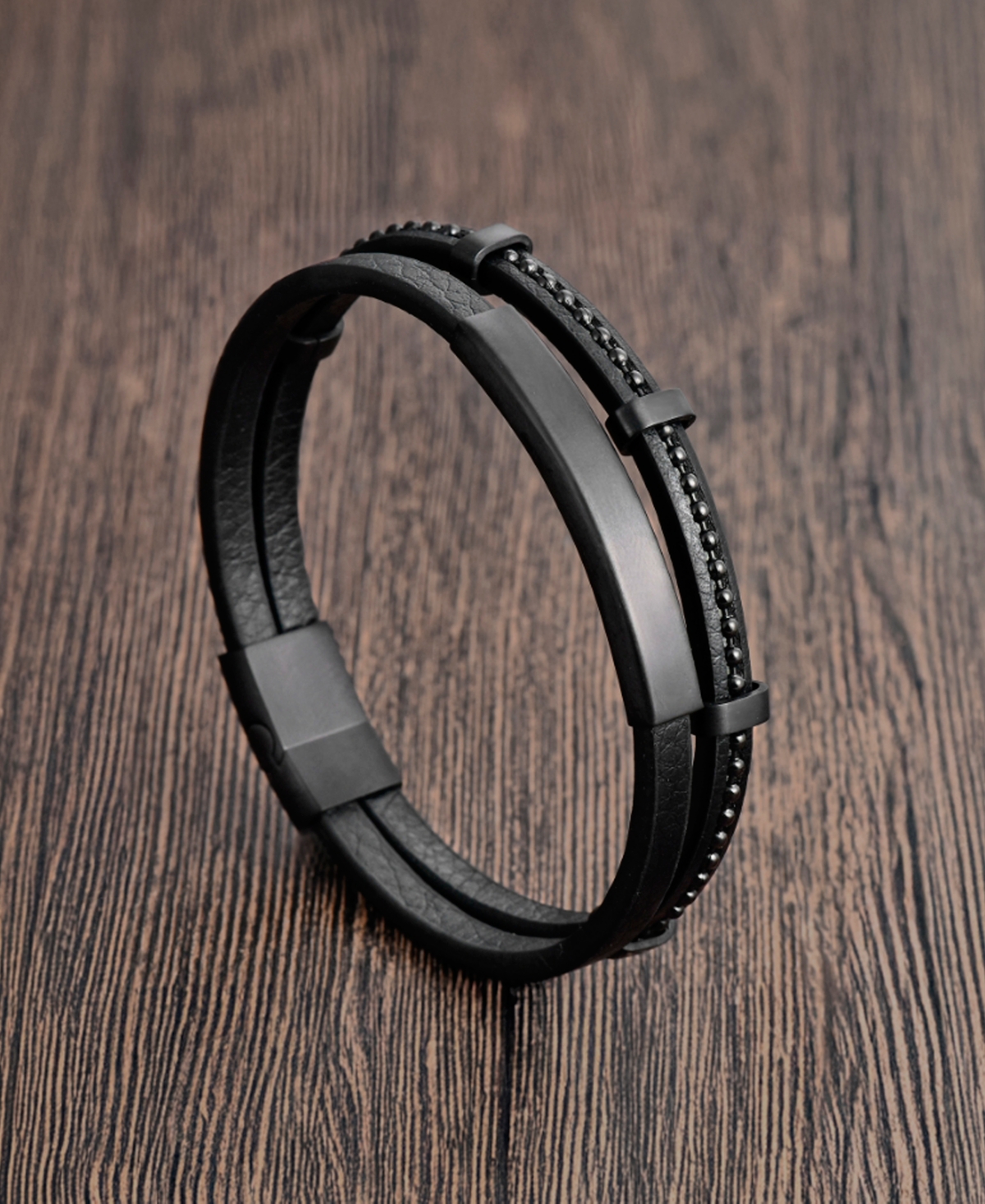 Rhona Sutton Men's Sable Edge Leather & Stainless Steel Bracelet