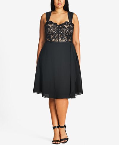 City Chic Plus Size Lace Fit & Flare Dress