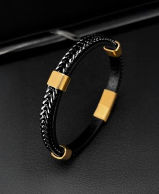 Men's Stainless Steel & Axelar Gold-Tone Bracelet