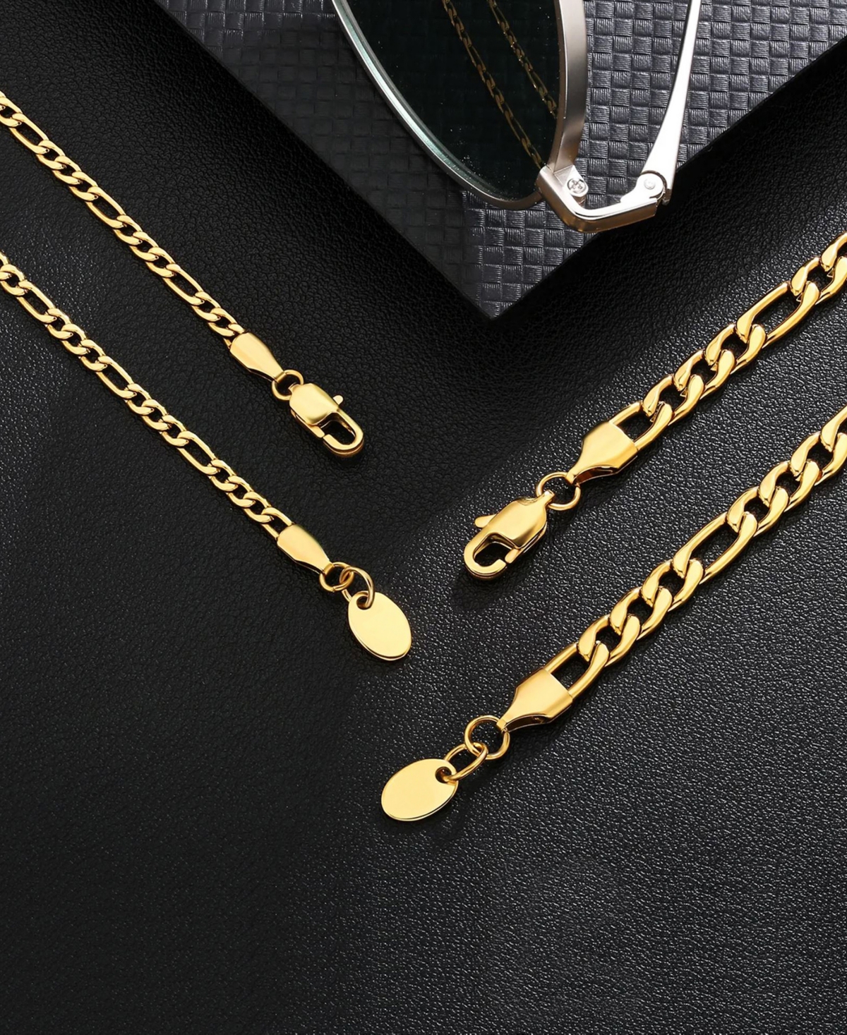 Rhona Sutton Men's Figaro Chain Necklace in 18k Gold Plated