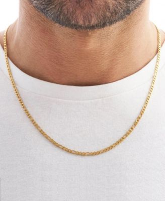Men's Stainless Steel Figaro Chain Necklace in 18k Gold Plated