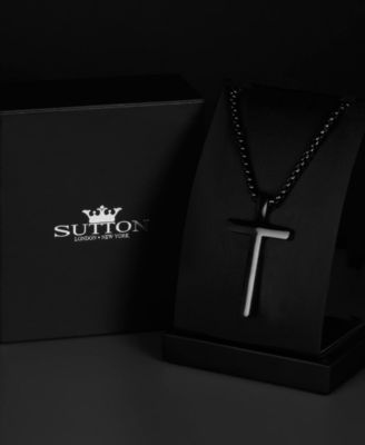 Men's Faith Cross Black Stainless Steel Pendant Necklace