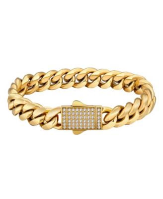 Men's Stainless Steel Cuban Chain Bracelet in 18k Gold Plated