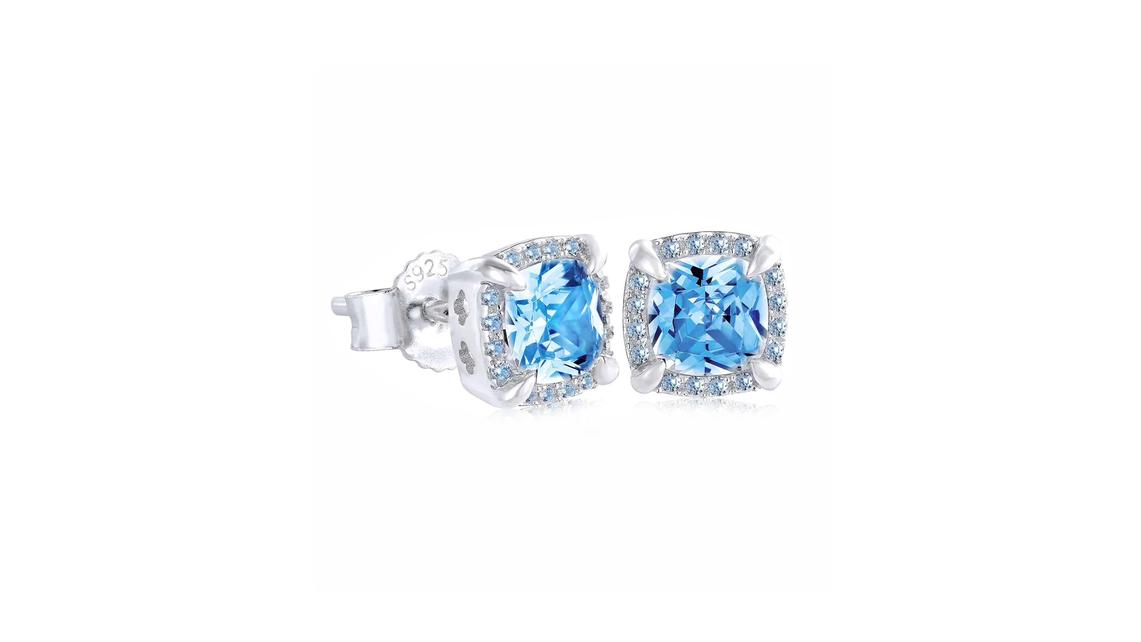 Rhona Sutton Men's Talon Iced Blue Stud Earrings in Sterling Silver