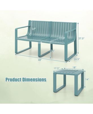 3 PCS Patio Furniture Set with 1 Loveseat & 2 Side Tables All-Weather Bistro Set