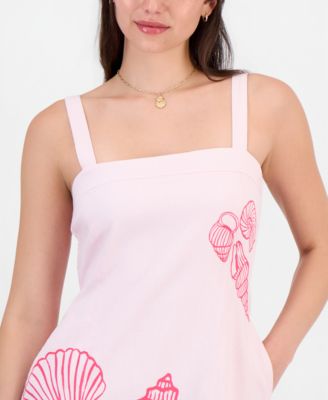 Juniors' Printed Linen-Blend Mini Dress